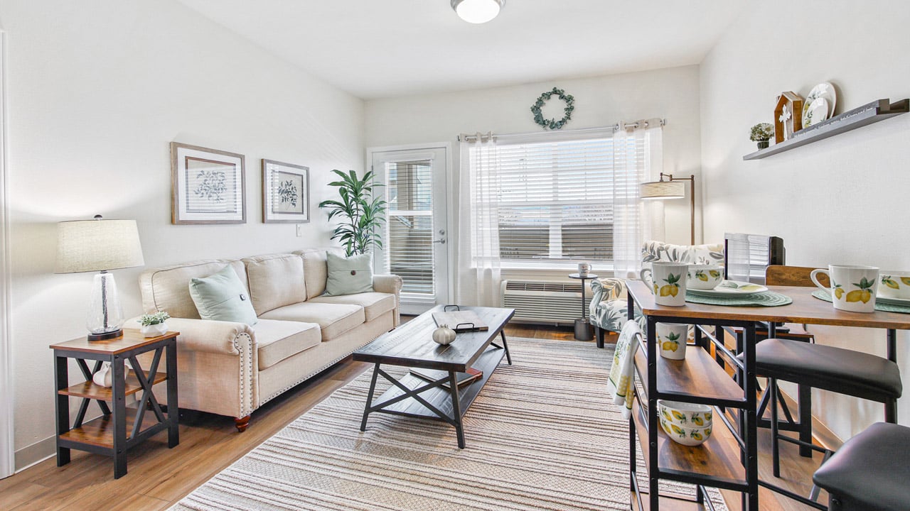 A living room in a Liberty Heights apartment