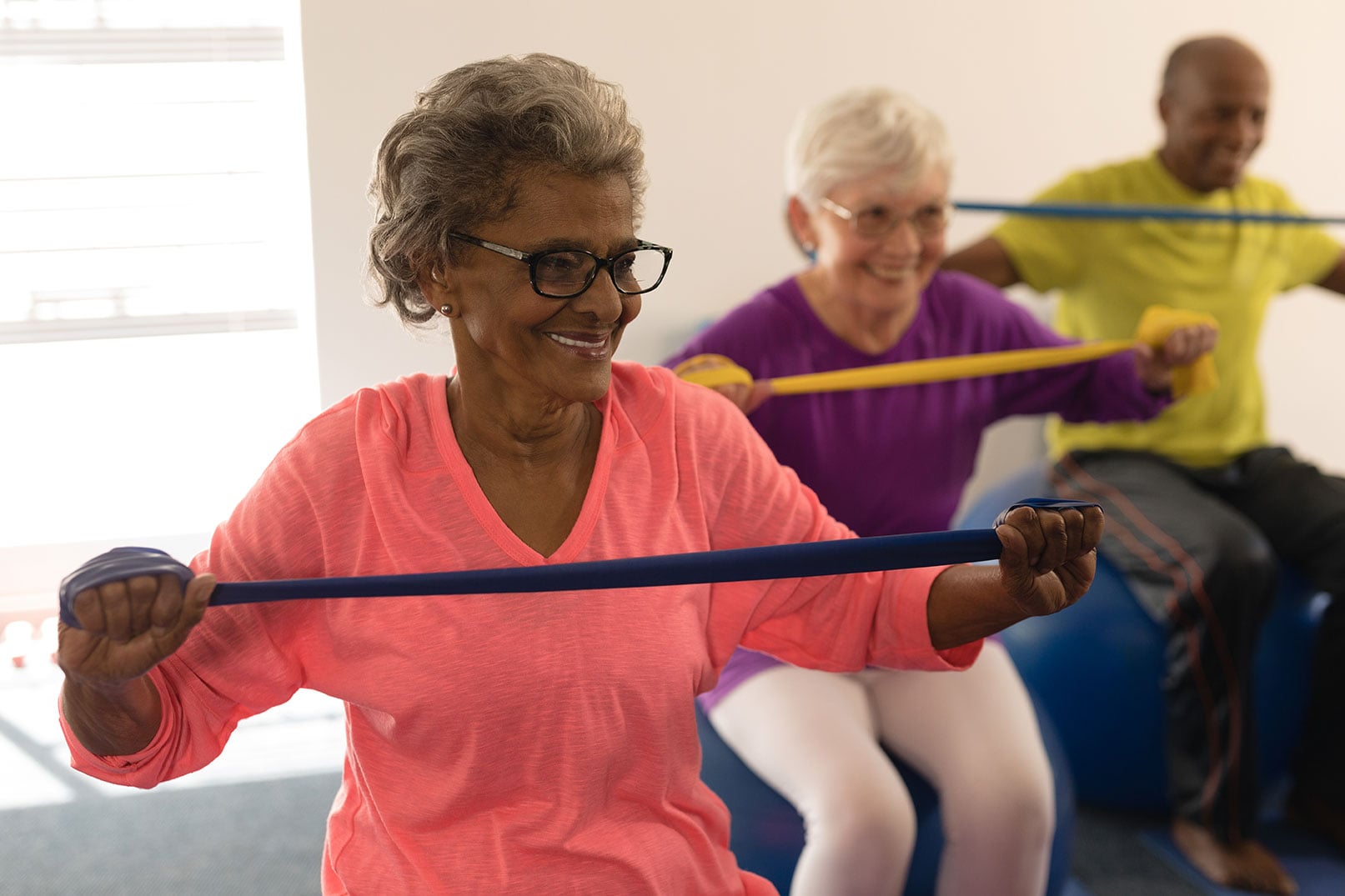 Residents taking part in an exercise class at Liberty Heights